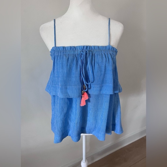 NWT Lilly Pulitzer Lapis Blue Seersucker Mays Top |Size Medium| - Picture 2 of 8